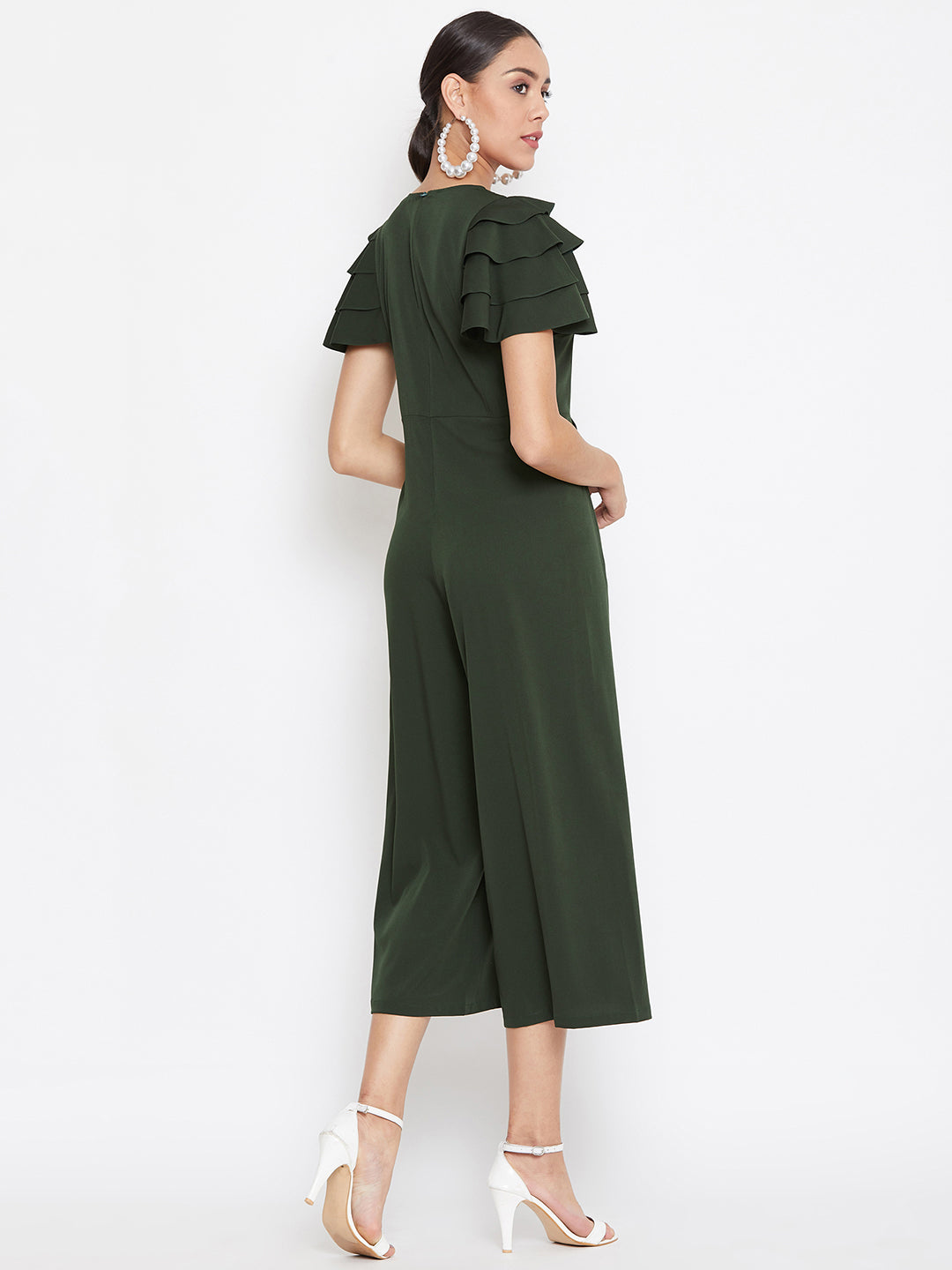 Culotte Ruffled Sleeve Jumpsuit - Uptownie