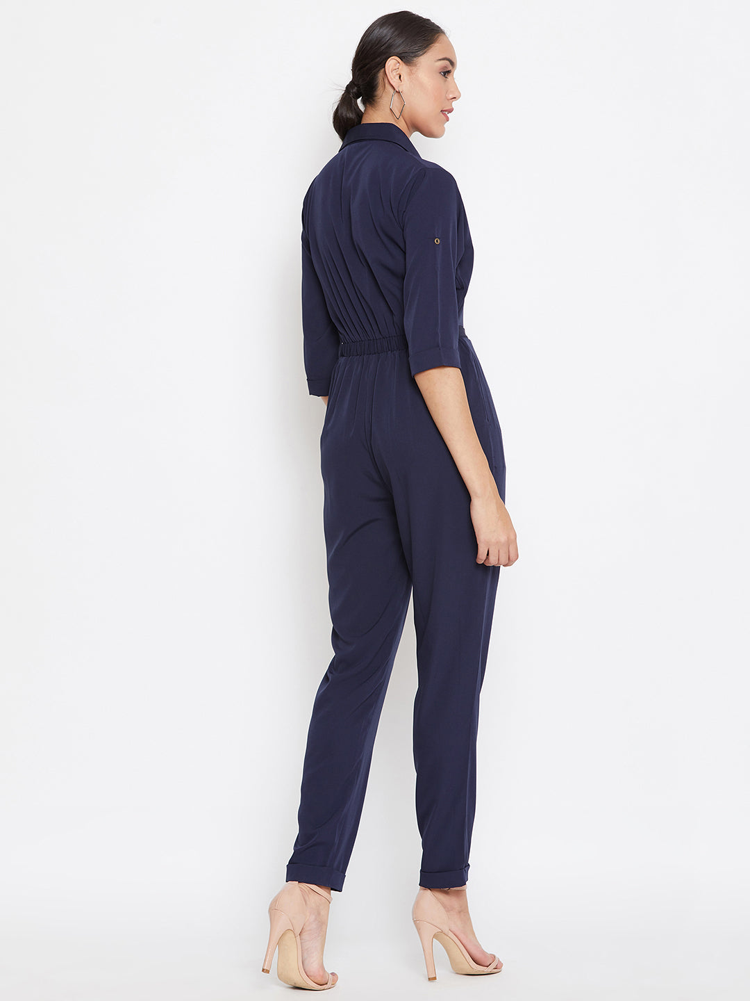 Plus Button Down Roll-up Jumpsuit - Uptownie