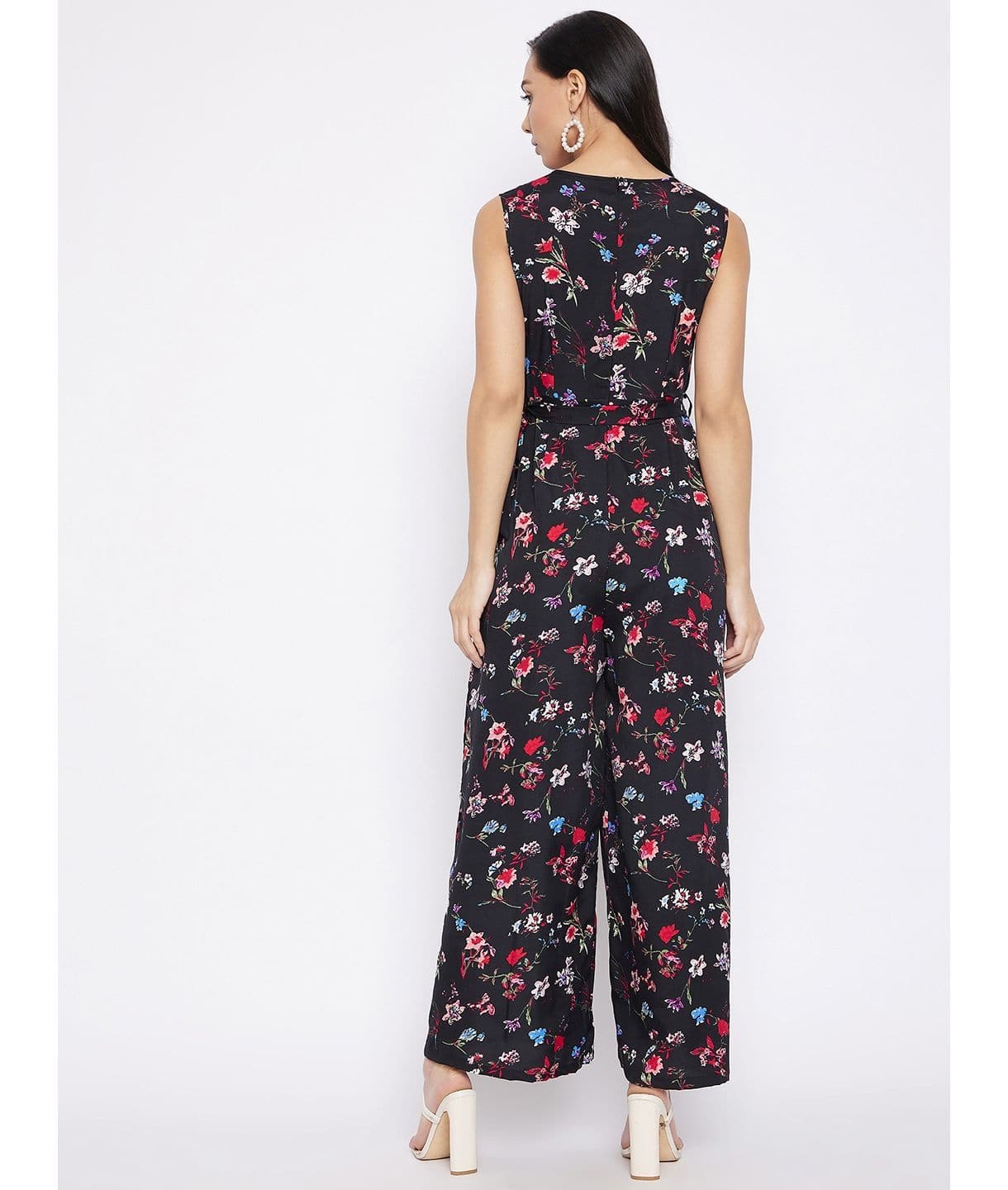 Waist-Tie Full Length Palazzo Jumpsuit - Uptownie