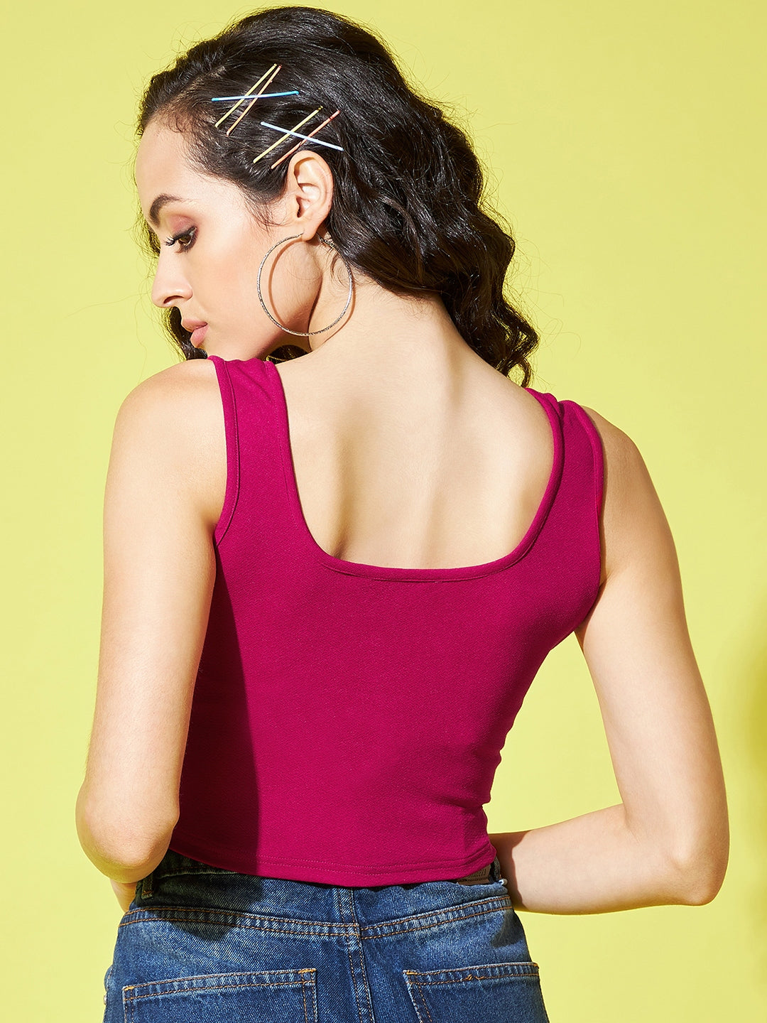 Cotton Stretchable Basic Round Neck Crop Top - Uptownie