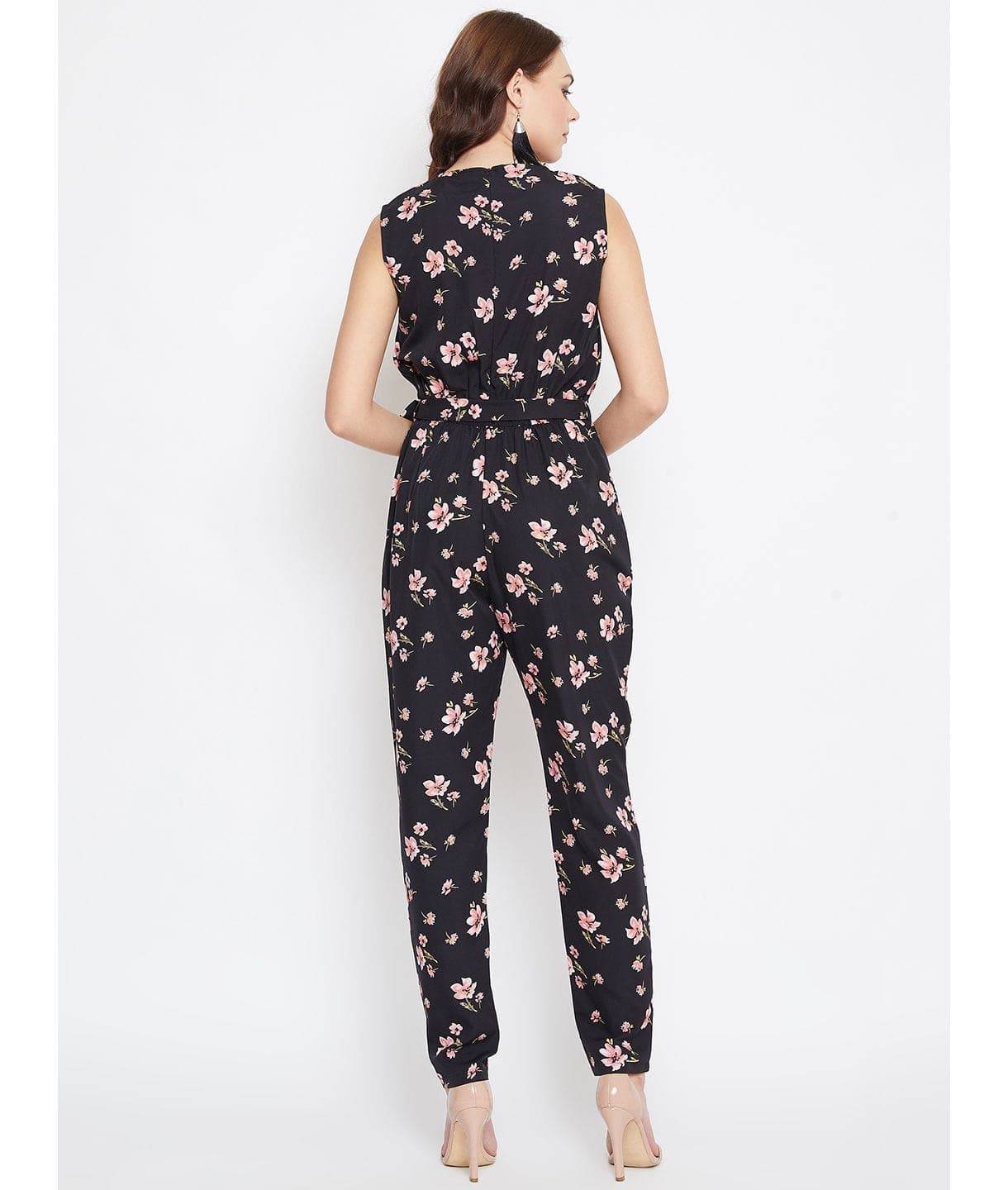 Floral Keyhole Jumpsuit with Belt - Uptownie
