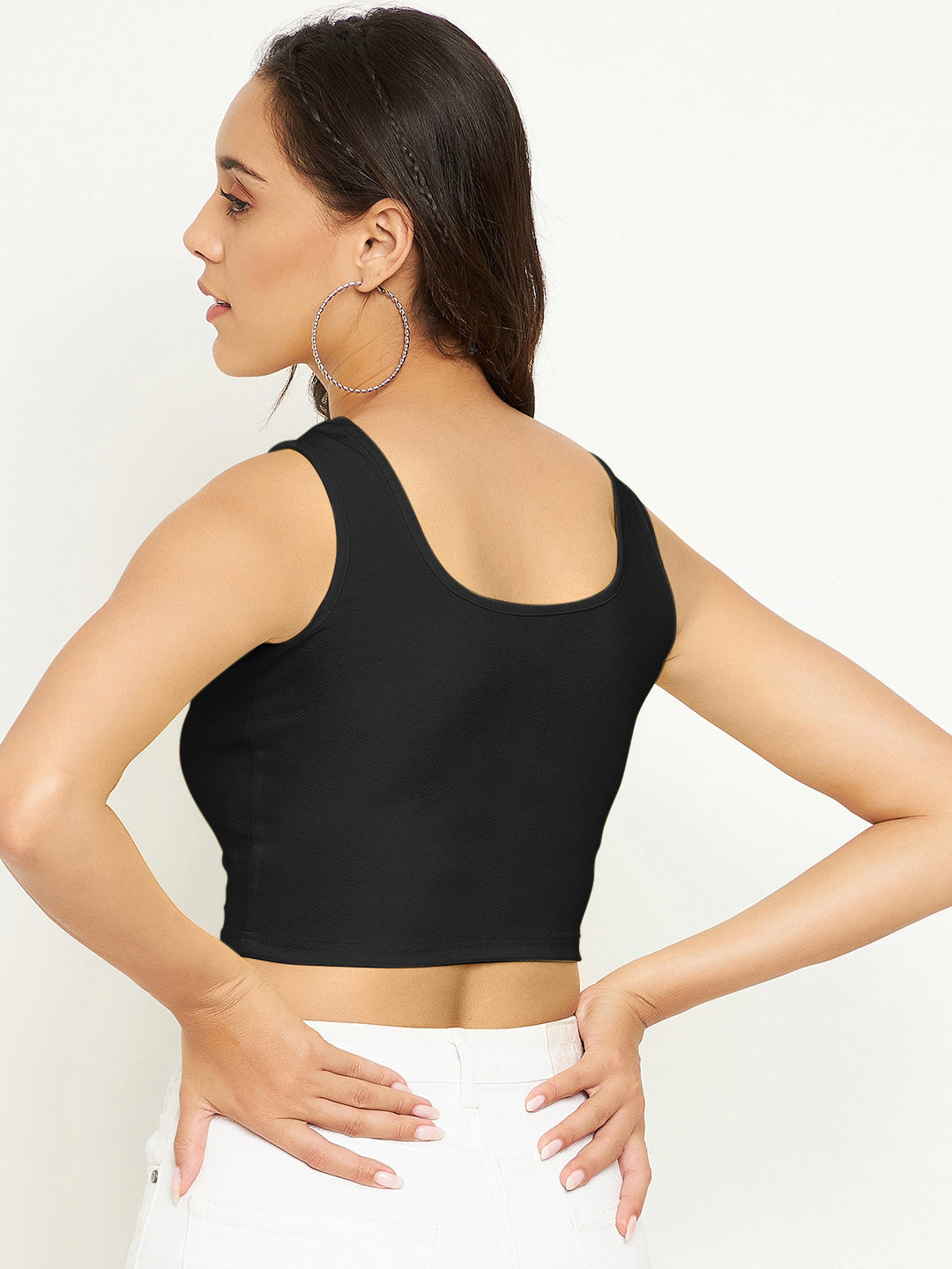 Cotton Stretchable Basic Round Neck Crop Top - Uptownie