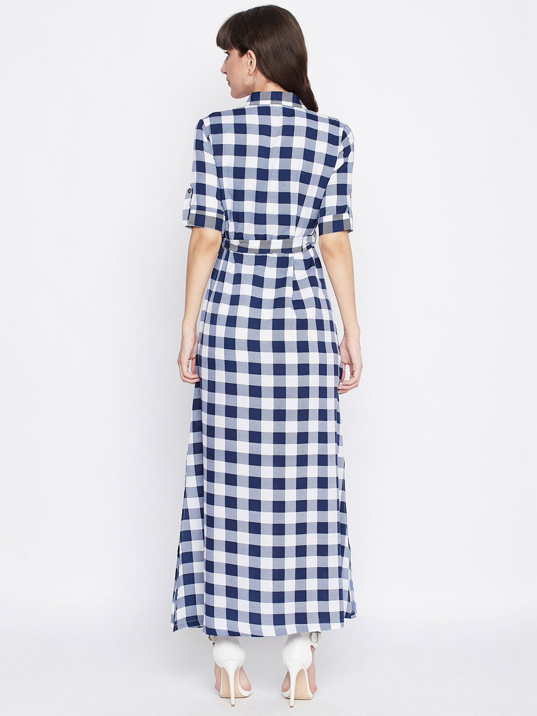 Collar Buttoned Down Shirt Maxi Dress - Uptownie