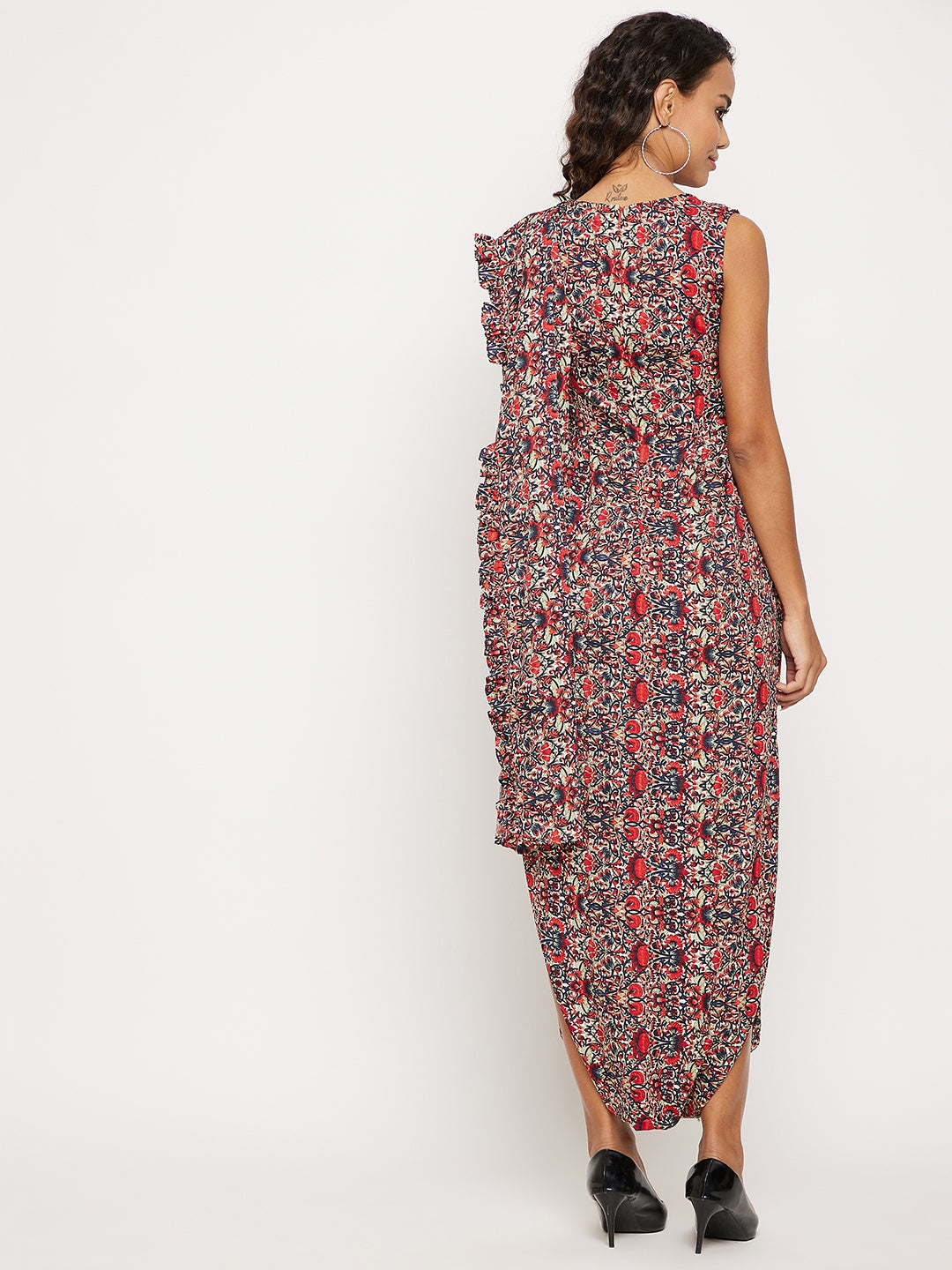 Dhoti Jumpsuit with Attached Dupatta - Uptownie
