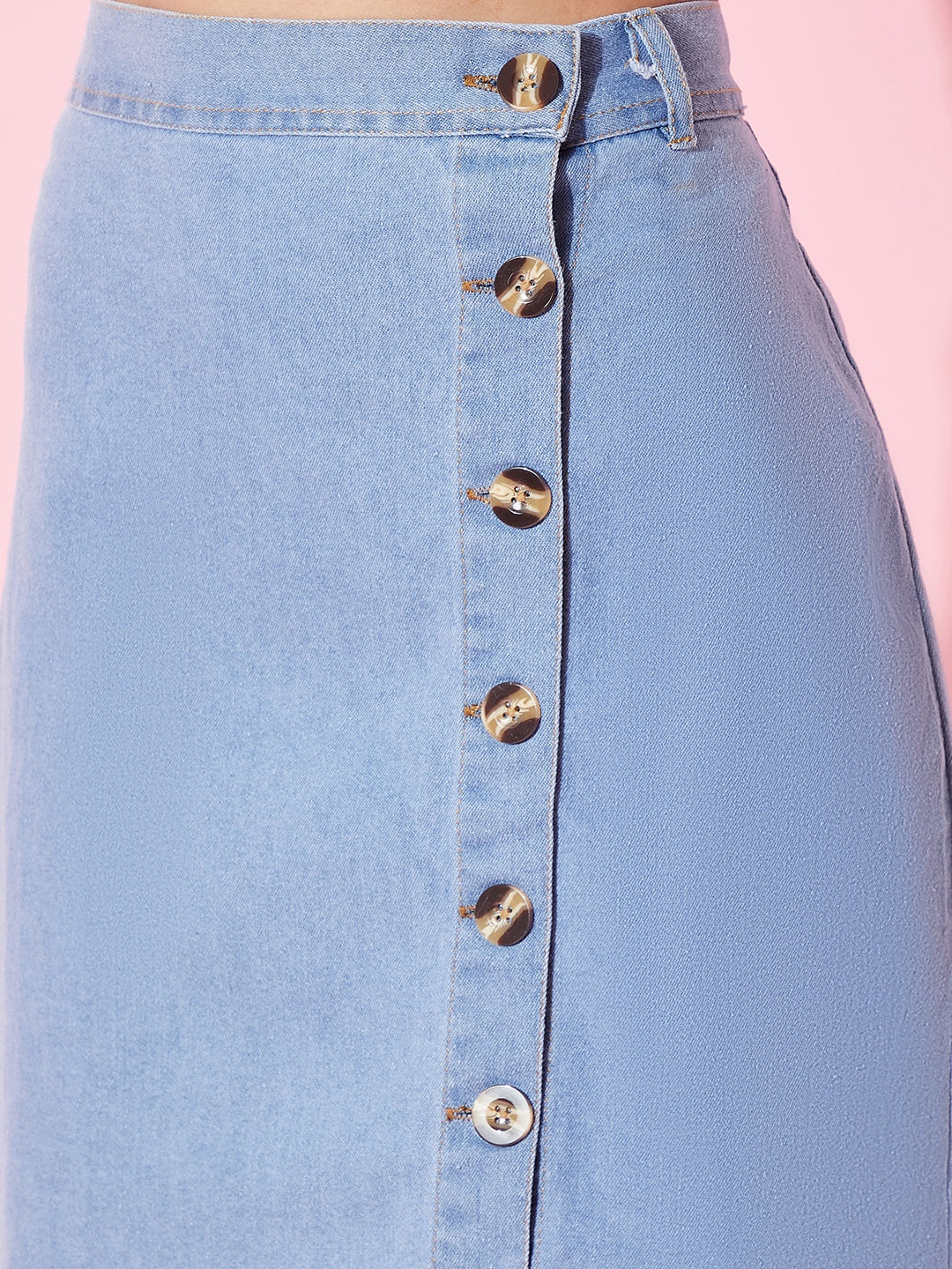 Stretchable Knee length Denim Skirt - Uptownie