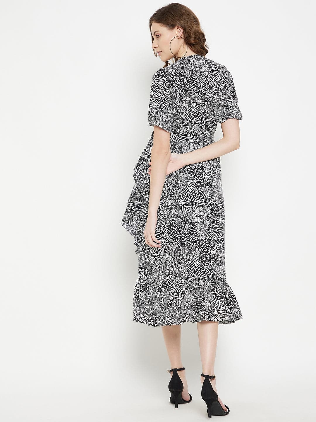 Animal Print Midi Wrap Dress - Uptownie