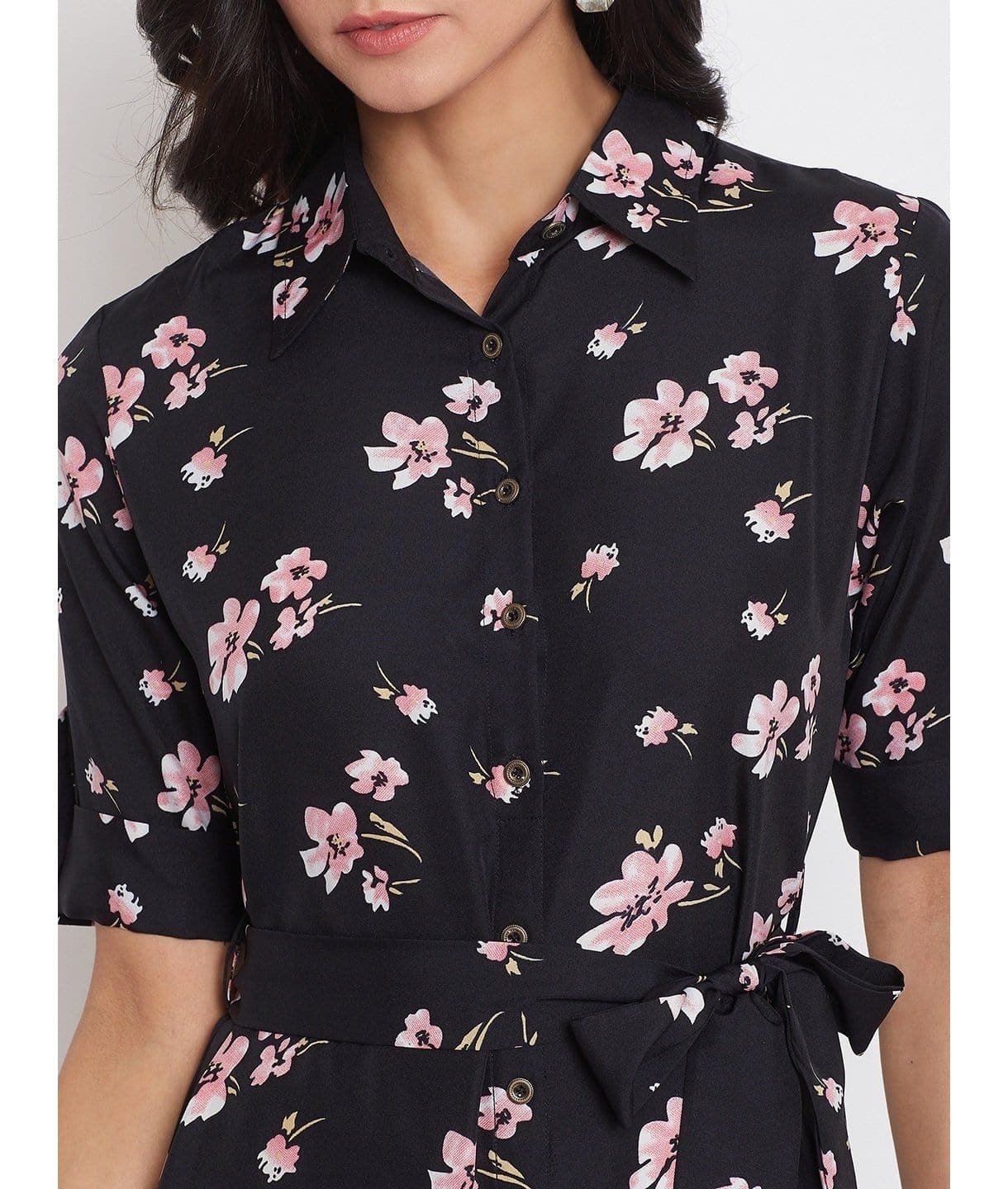 Collar Buttoned Down Shirt Maxi Dress - Uptownie