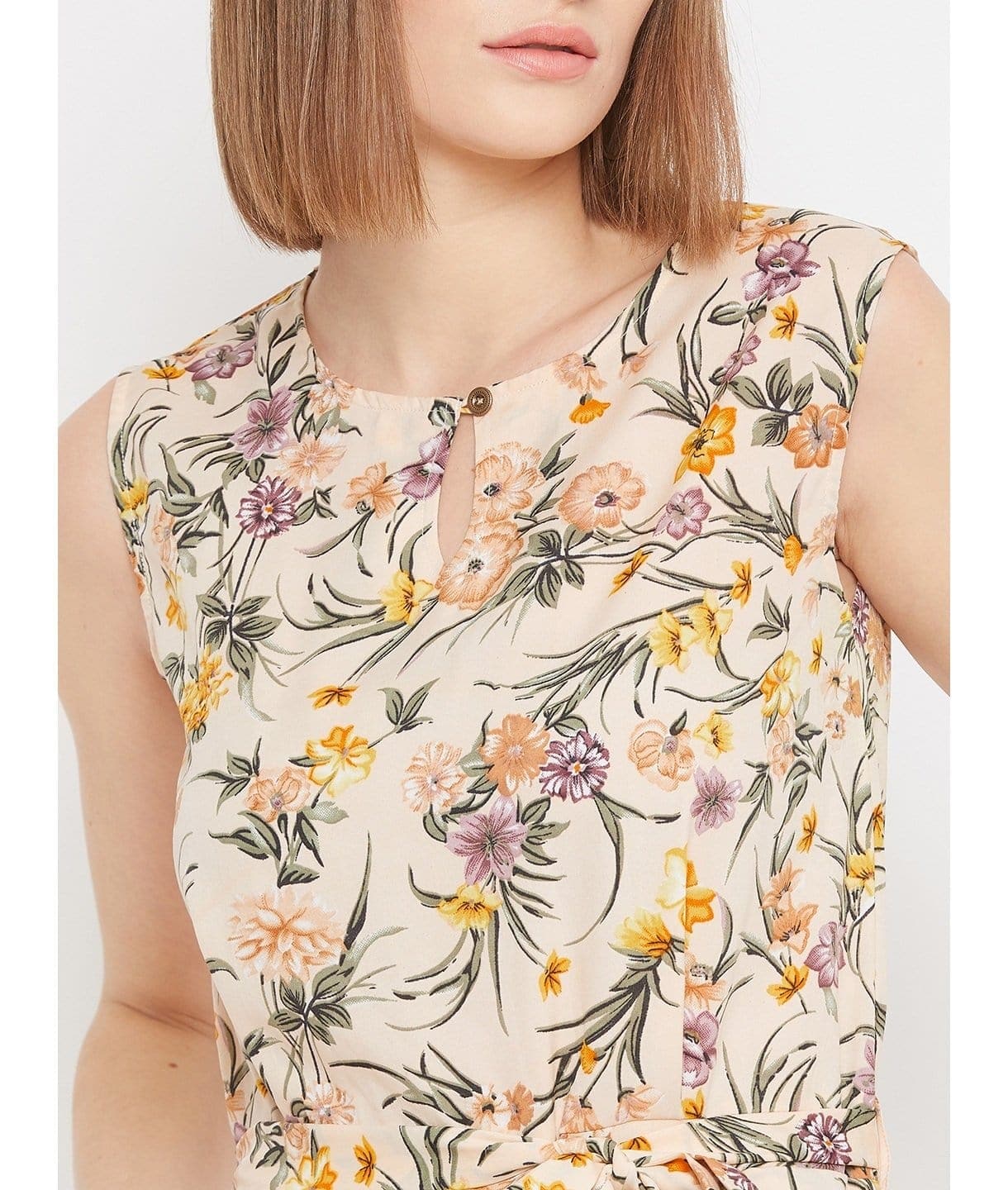 Floral Keyhole Jumpsuit with Belt - Uptownie