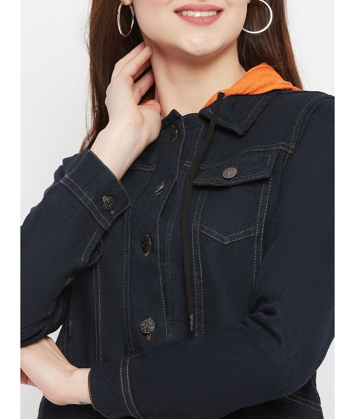 Lightweight Denim Jacket With Attached Hood - Uptownie