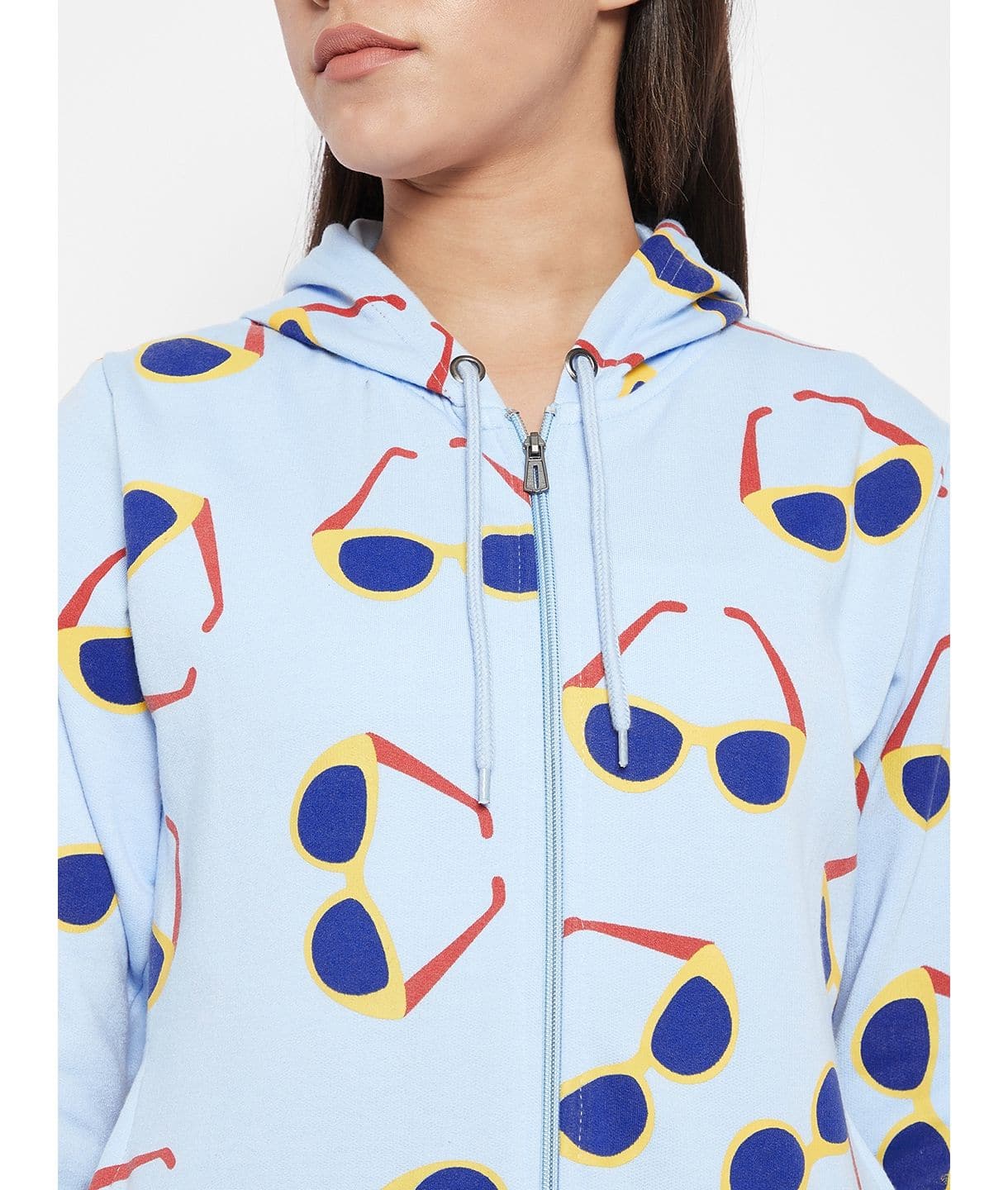 Banana Print Cotton Zippered Hoodie with Pockets - Uptownie