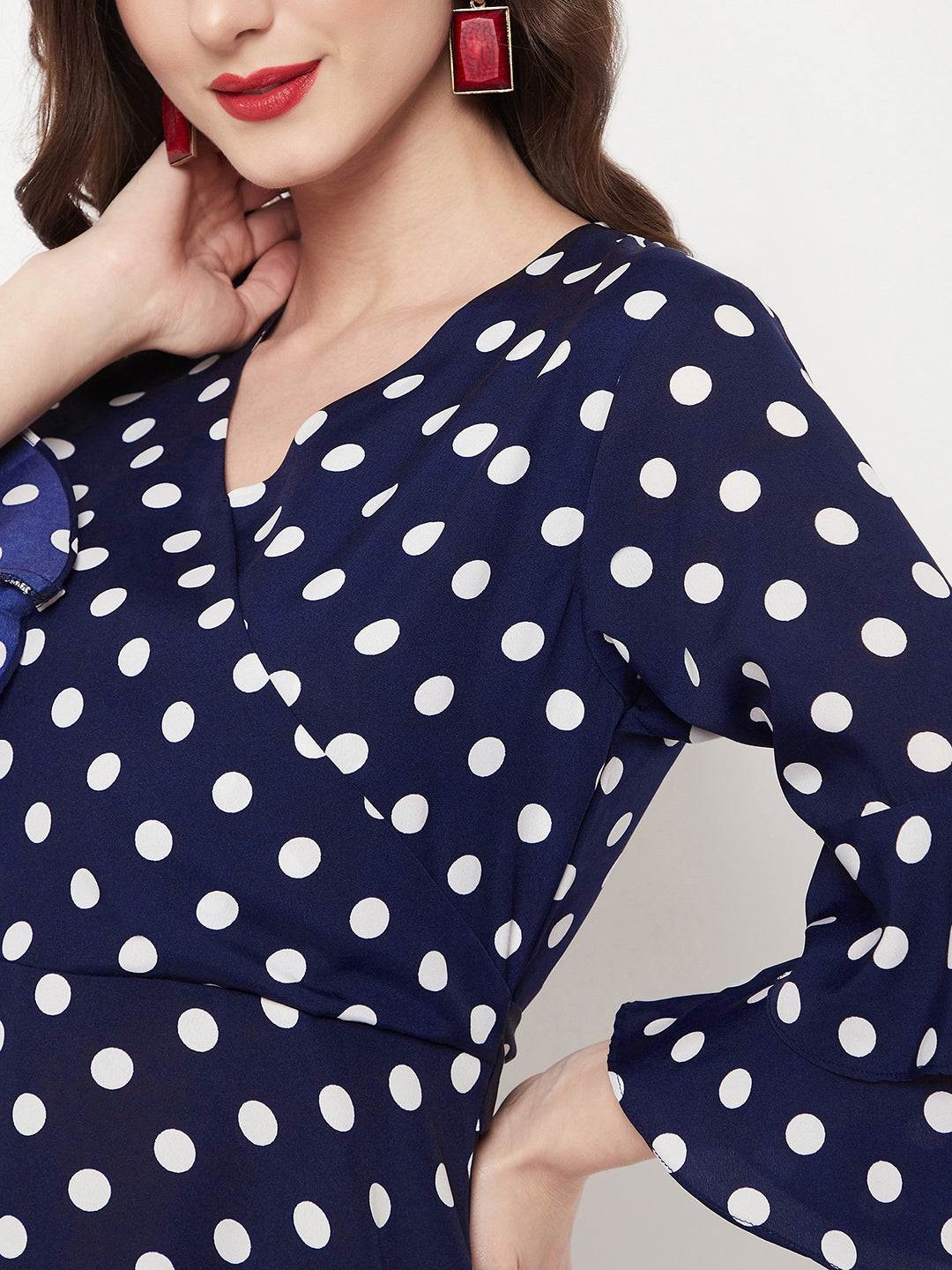 Wrap Bell Sleeves Skater Dress - Uptownie