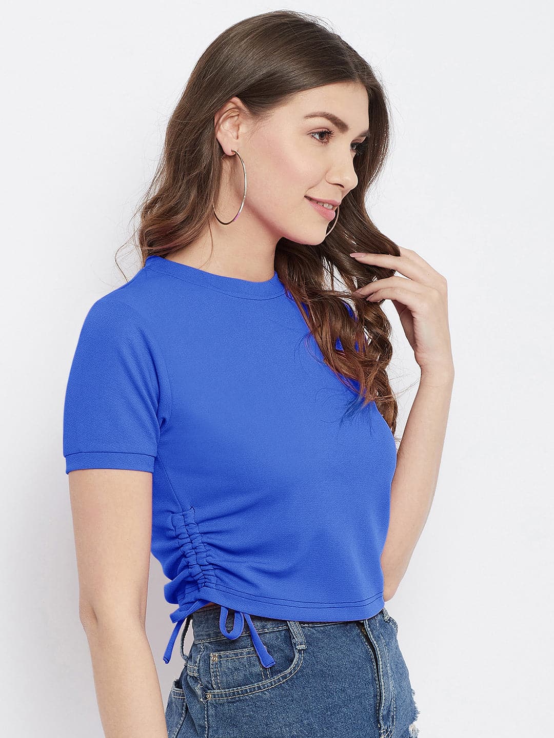 Cotton Stretchable Side Drawstring Crop Top - Uptownie