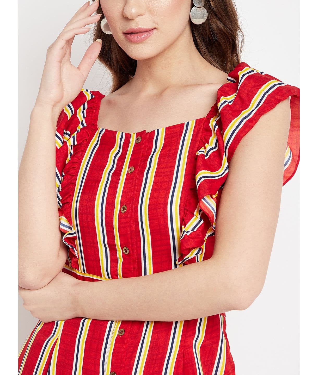 Short Ruffle Sleeved Jumpsuit - Uptownie