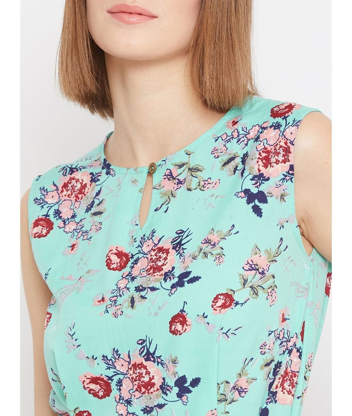 Floral Keyhole Jumpsuit with Belt - Uptownie