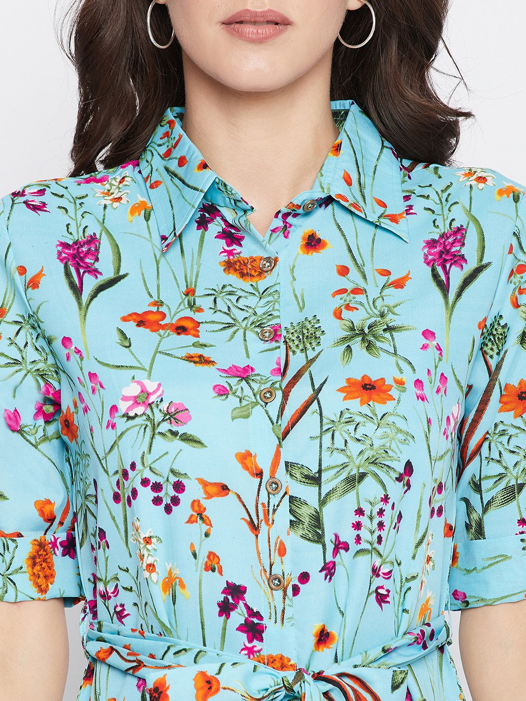 Collar Buttoned Down Shirt Maxi Dress - Uptownie