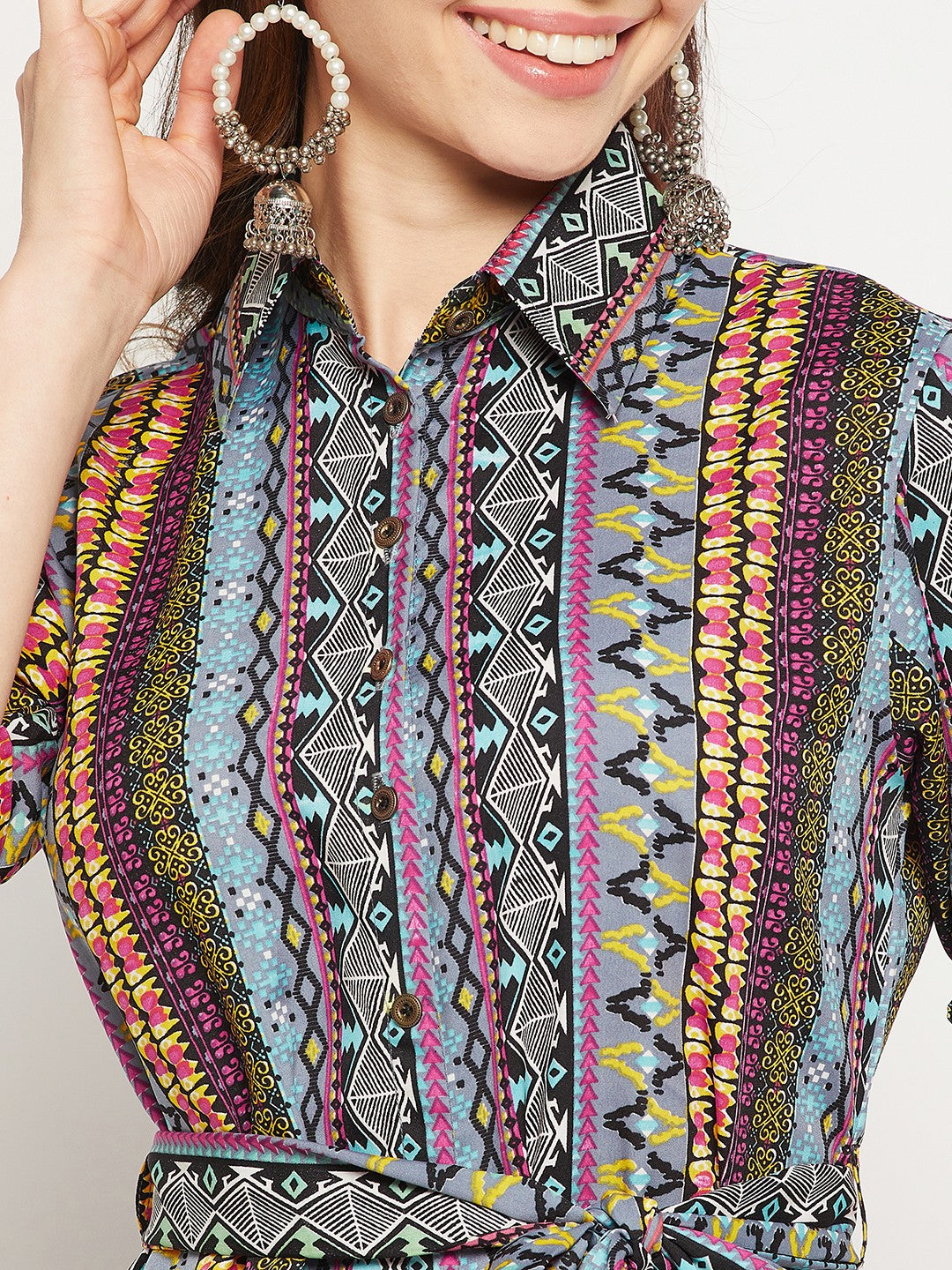 Collar Buttoned Down Shirt Maxi Dress - Uptownie