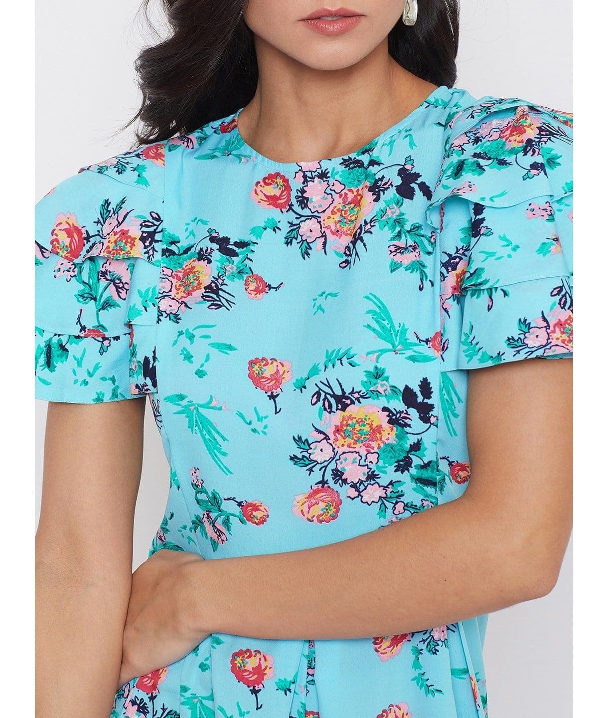 Floral Ruffled Sleeve Jumpsuit - Uptownie