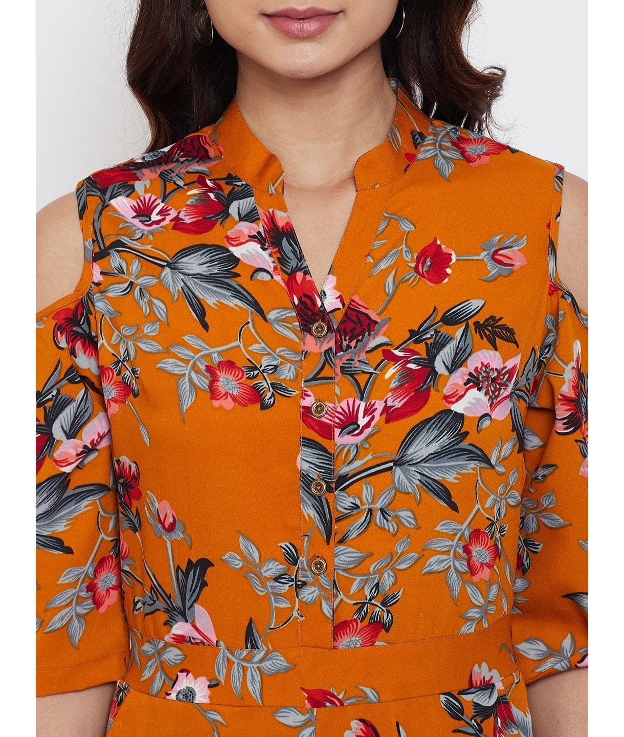 Cold Shoulder Printed Jumpsuit - Uptownie