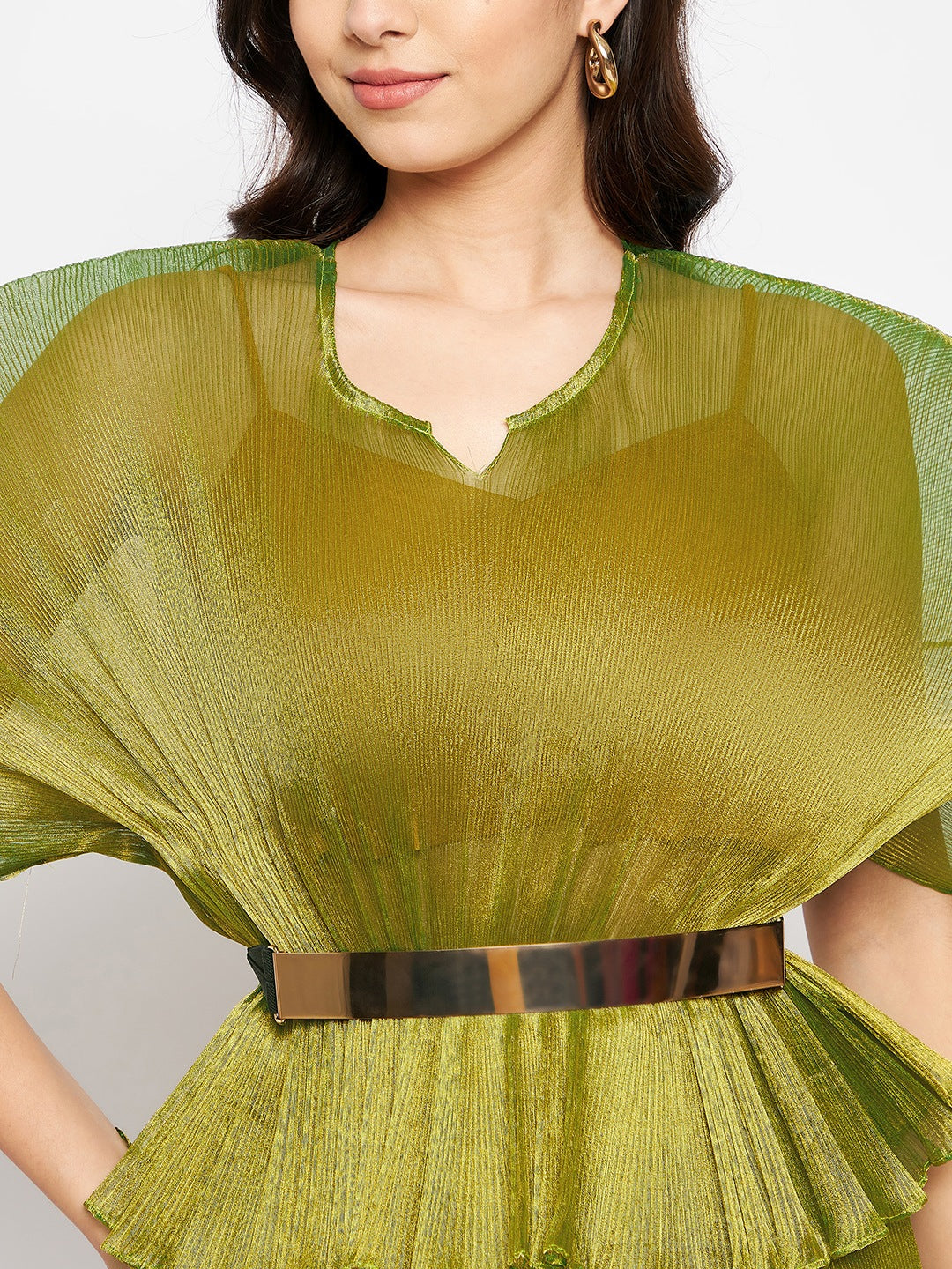 Pleated Top with Exaggerated Sleeves - Uptownie