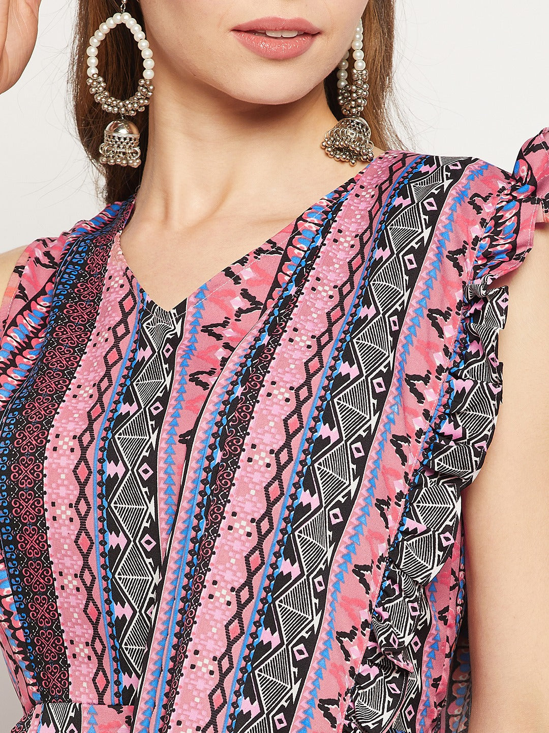 Dhoti Jumpsuit with Attached Dupatta - Uptownie