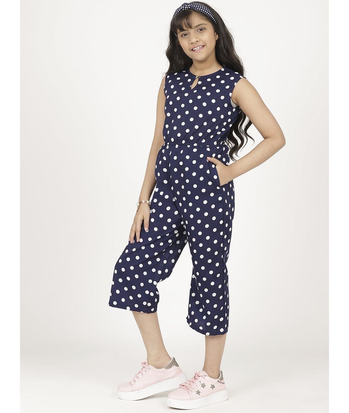 Elasticated Key-hole Jumpsuit for Girls - Uptownie
