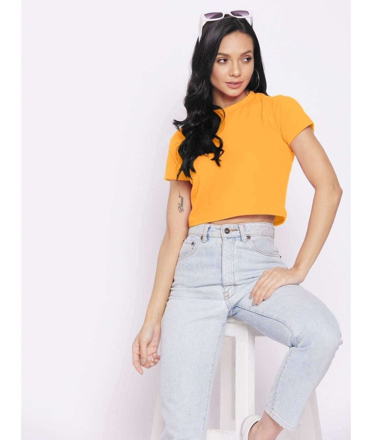 Plus Solid Cotton Crop Top - Uptownie