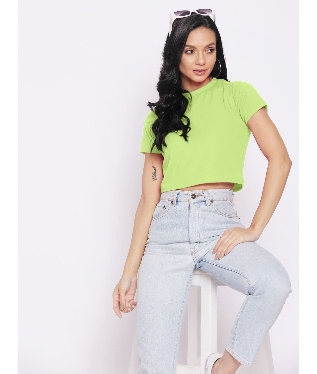 Plus Solid Cotton Crop Top - Uptownie