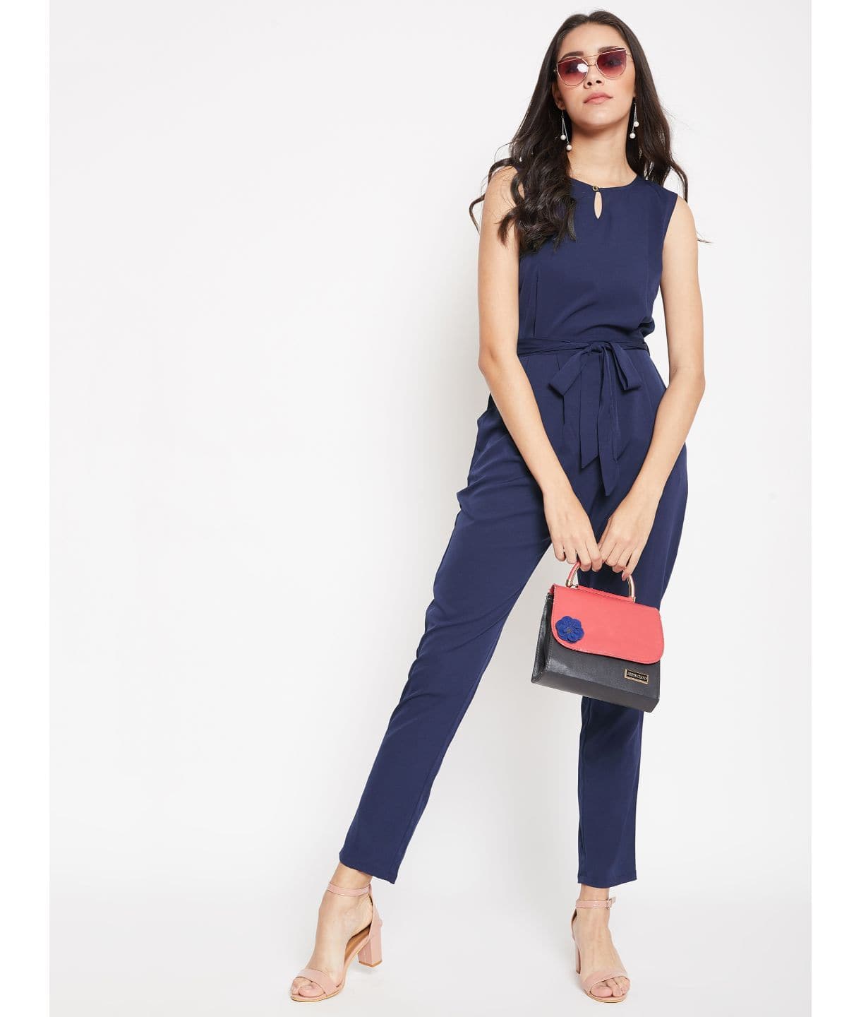 Keyhole Jumpsuit with Belt - Uptownie