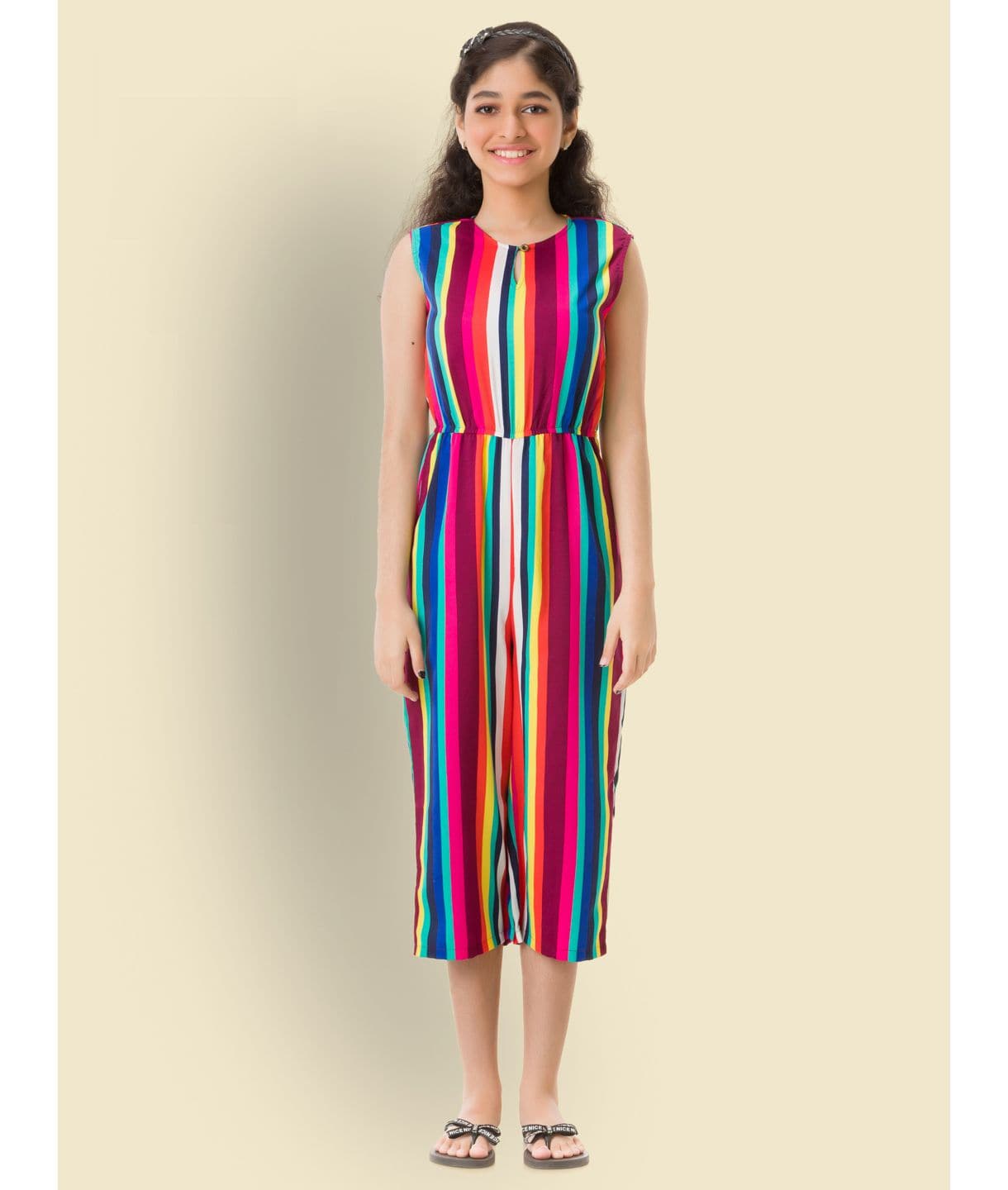Elasticated key-hole Jumpsuit for Girls - Uptownie