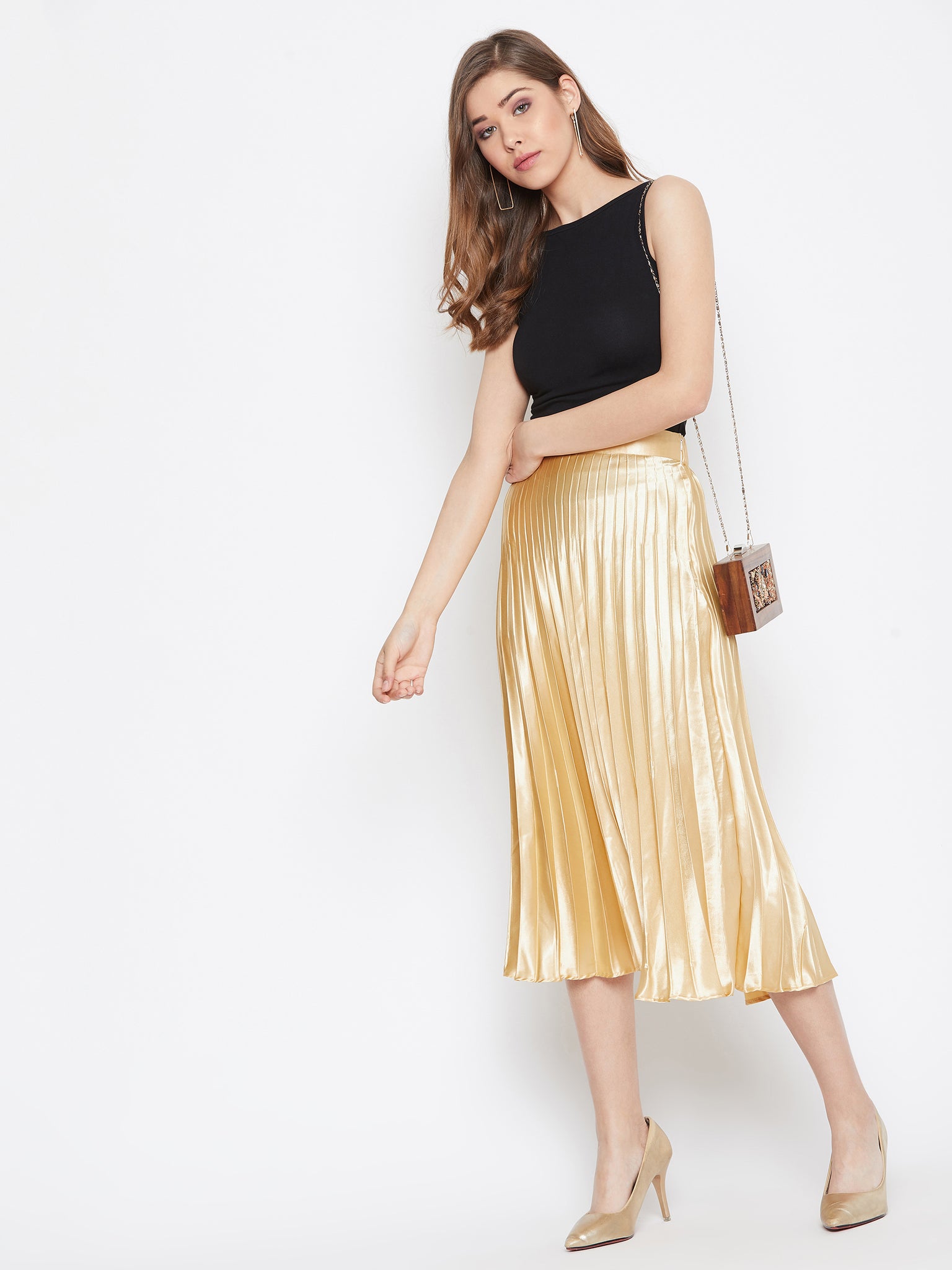 Pleated Midi Skirt - Uptownie