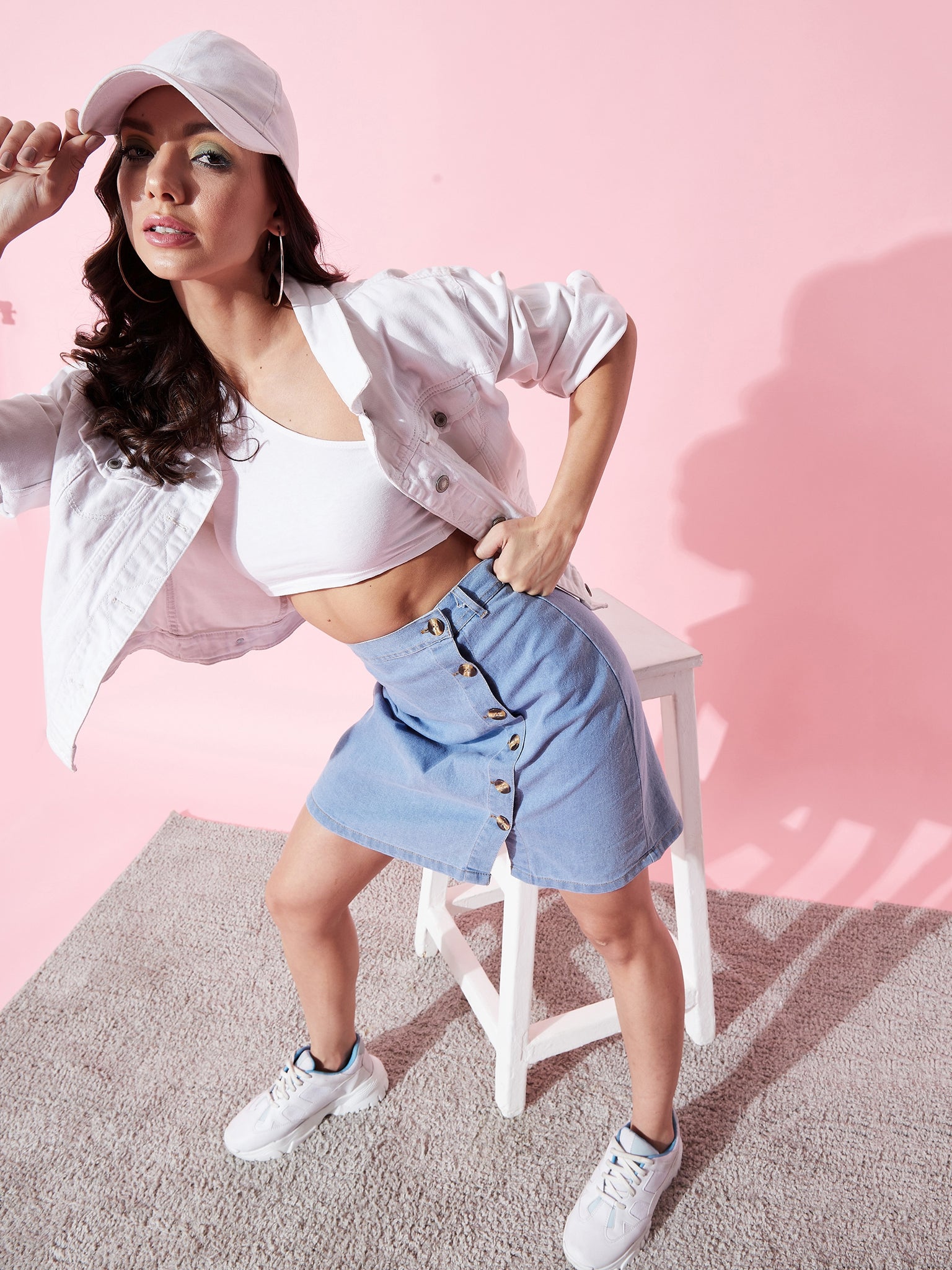 Stretchable Knee length Denim Skirt - Uptownie