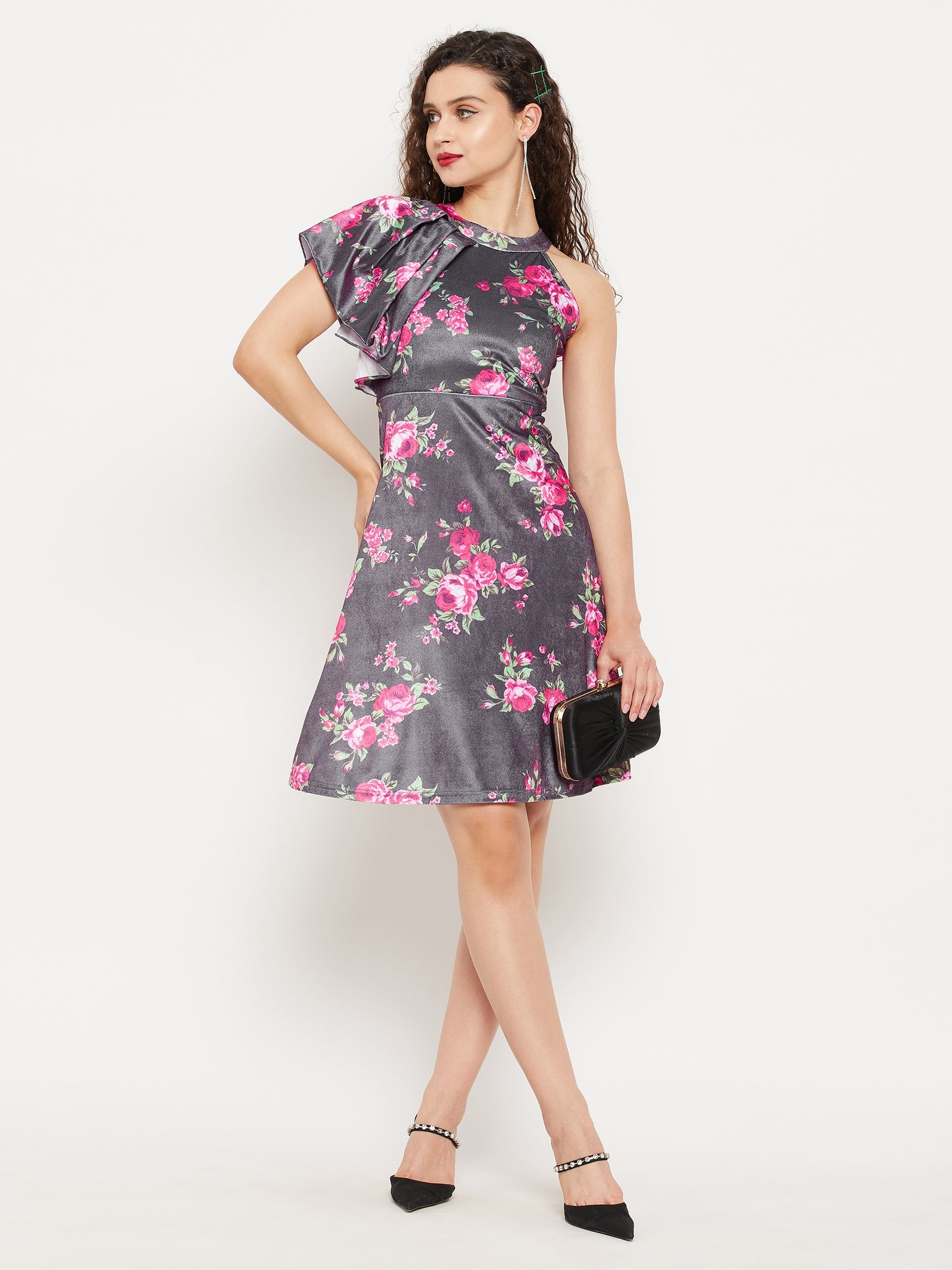 pink velvet skater dress Cute Rose Pink Dress - Rose Pink Dress - Velvet Skater Dress