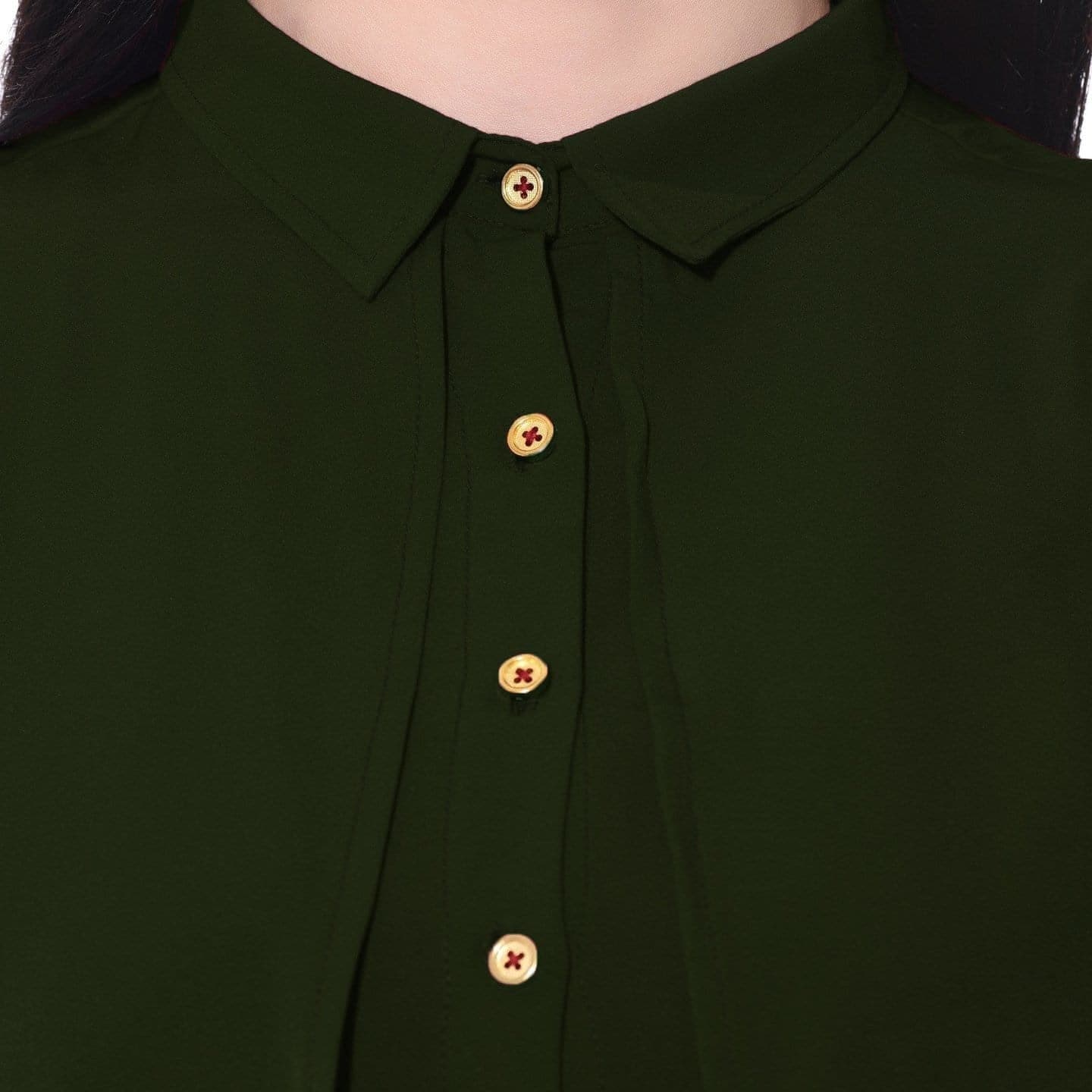 Ruffle Overlay Crepe Shirt - Uptownie