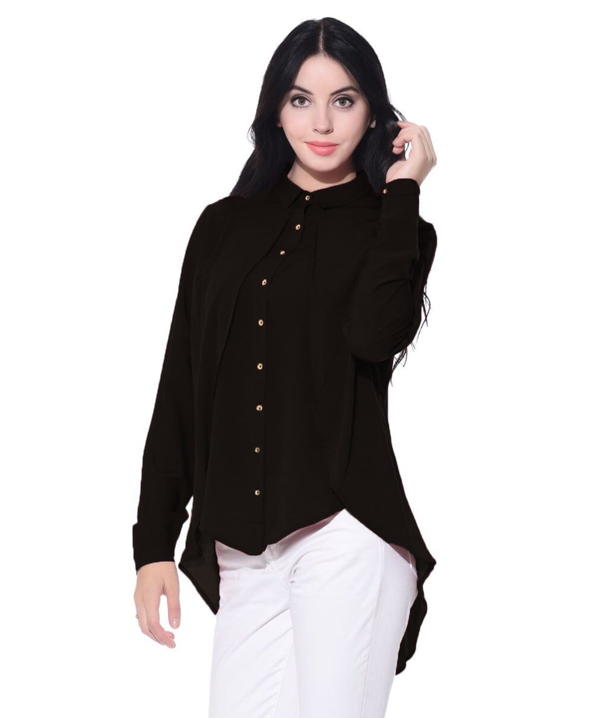 Ruffle Overlay Crepe Shirt - Uptownie