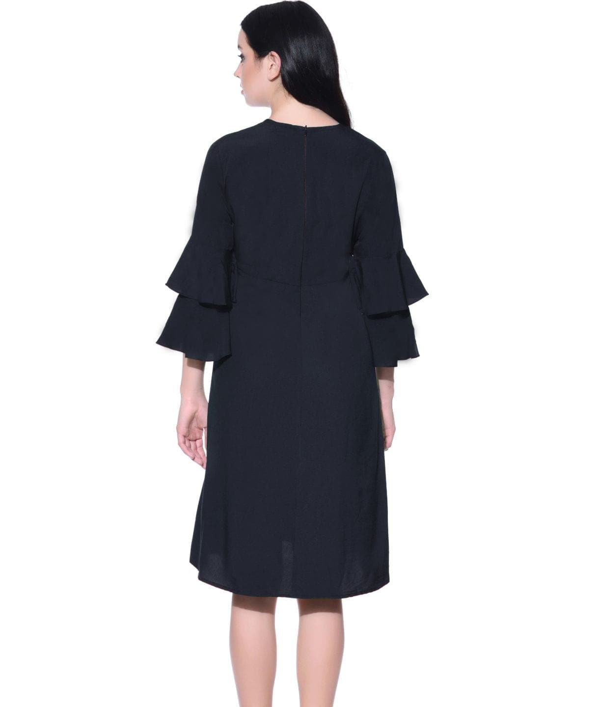 Wrap Bell Sleeves Skater Dress - Uptownie