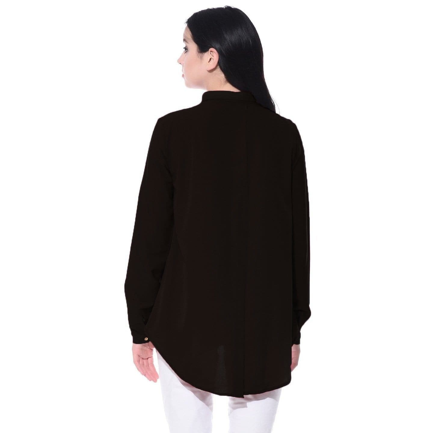 Ruffle Overlay Crepe Shirt - Uptownie