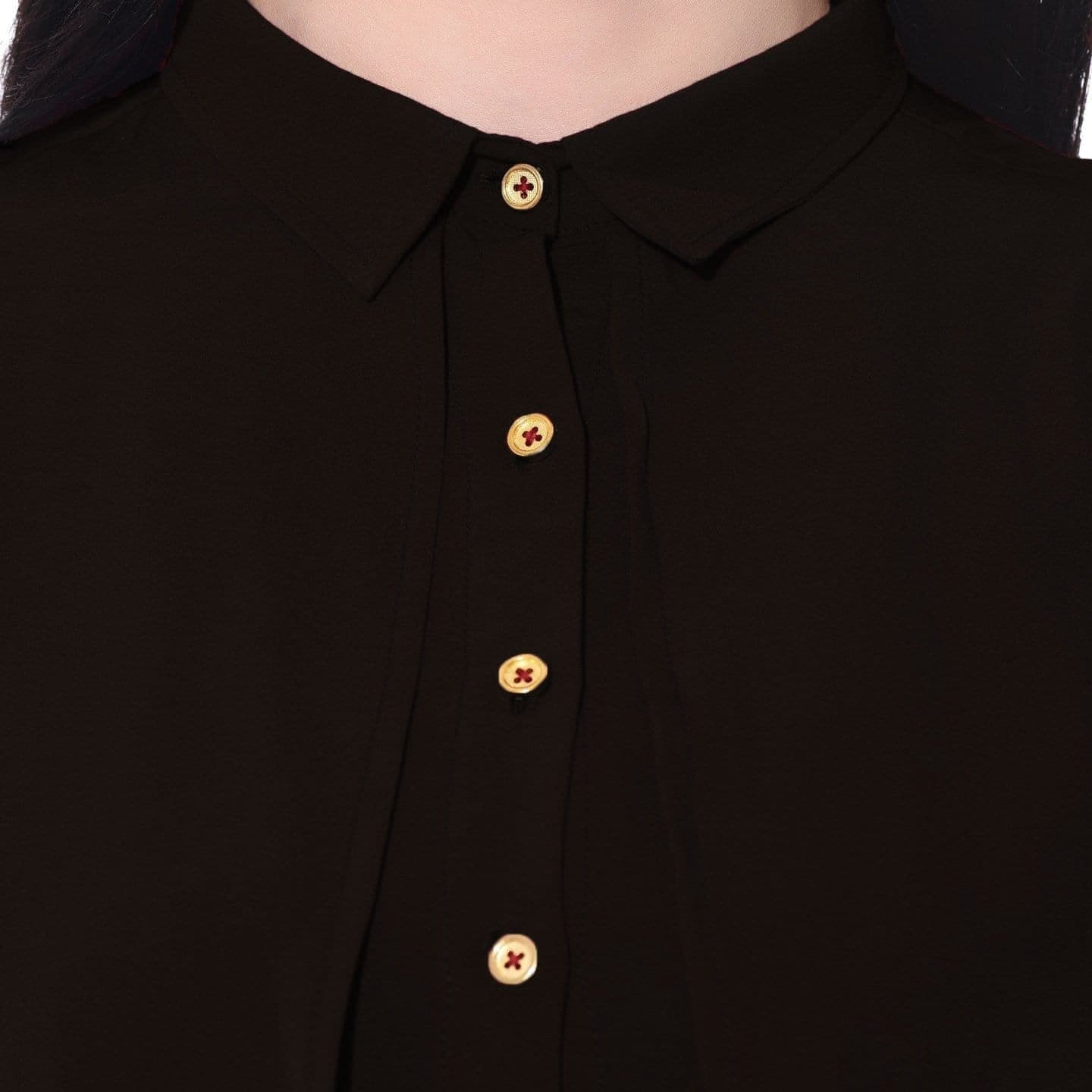 Ruffle Overlay Crepe Shirt - Uptownie