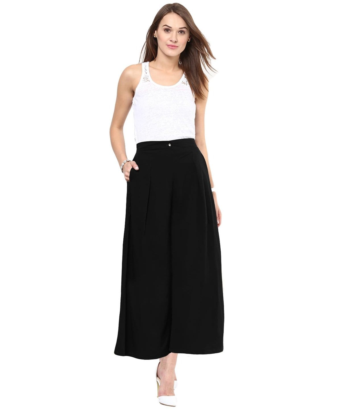 Elasticated Solid Crepe Palazzo. - Uptownie