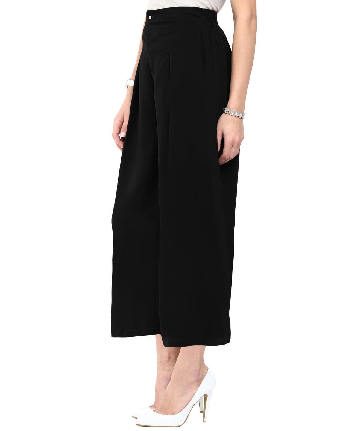 Elasticated Solid Crepe Palazzo. - Uptownie