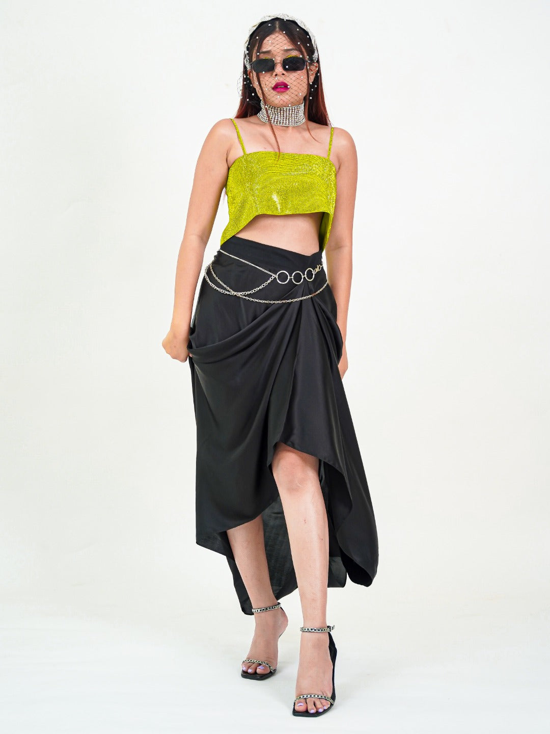 Satin skirt and crop top online