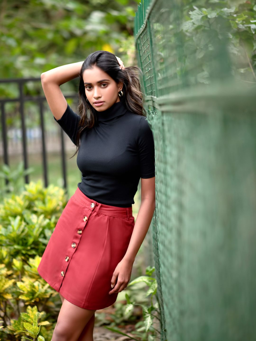 Stretchable Knee length Denim Skirt - Uptownie