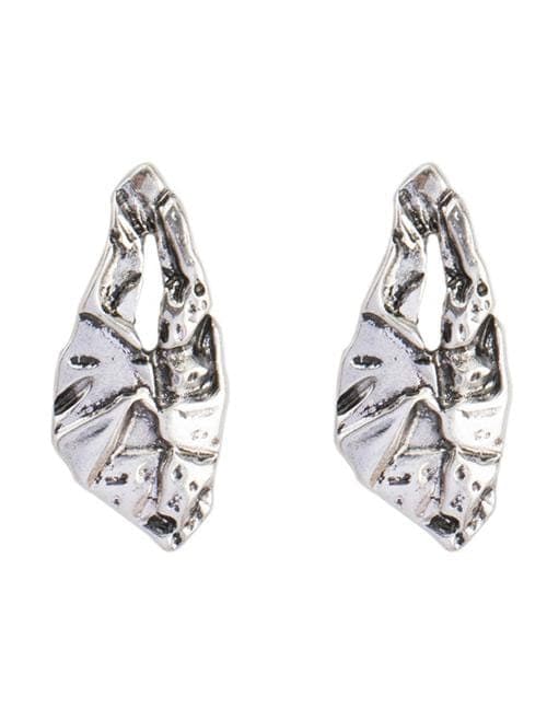 Silver Textured Stud Earrings - Uptownie