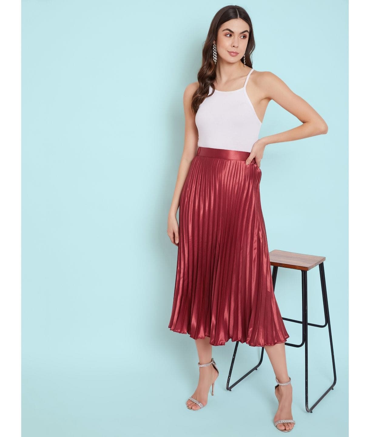 Pleated Midi Skirt - Uptownie