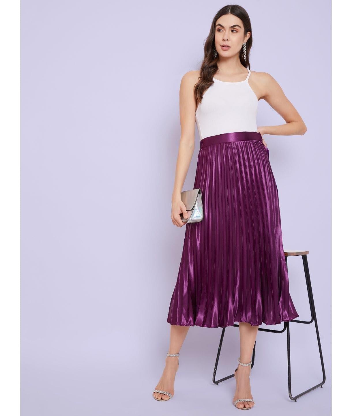 Pleated Midi Skirt - Uptownie