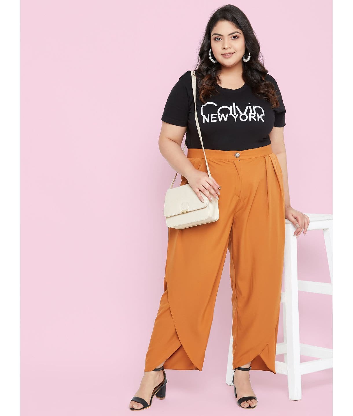 Plus Adjustable Crepe Tulip Pants - Uptownie