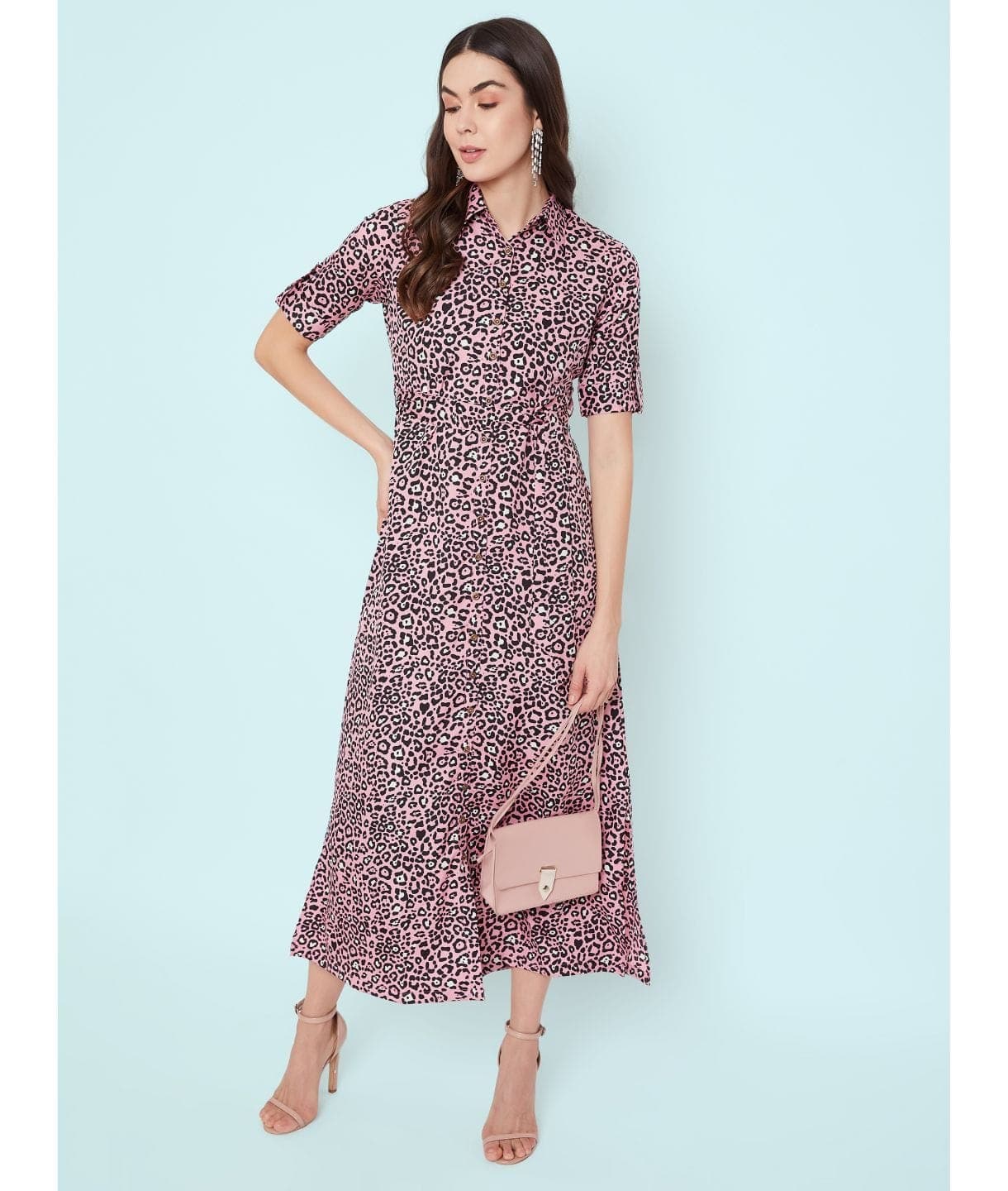 Collar Buttoned Down Shirt Maxi Dress - Uptownie