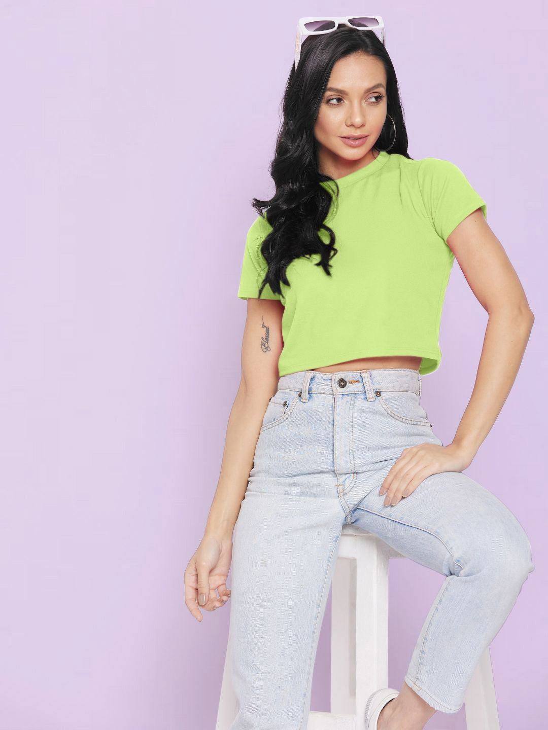 Solid Cotton Stretchable Crop Top - Uptownie