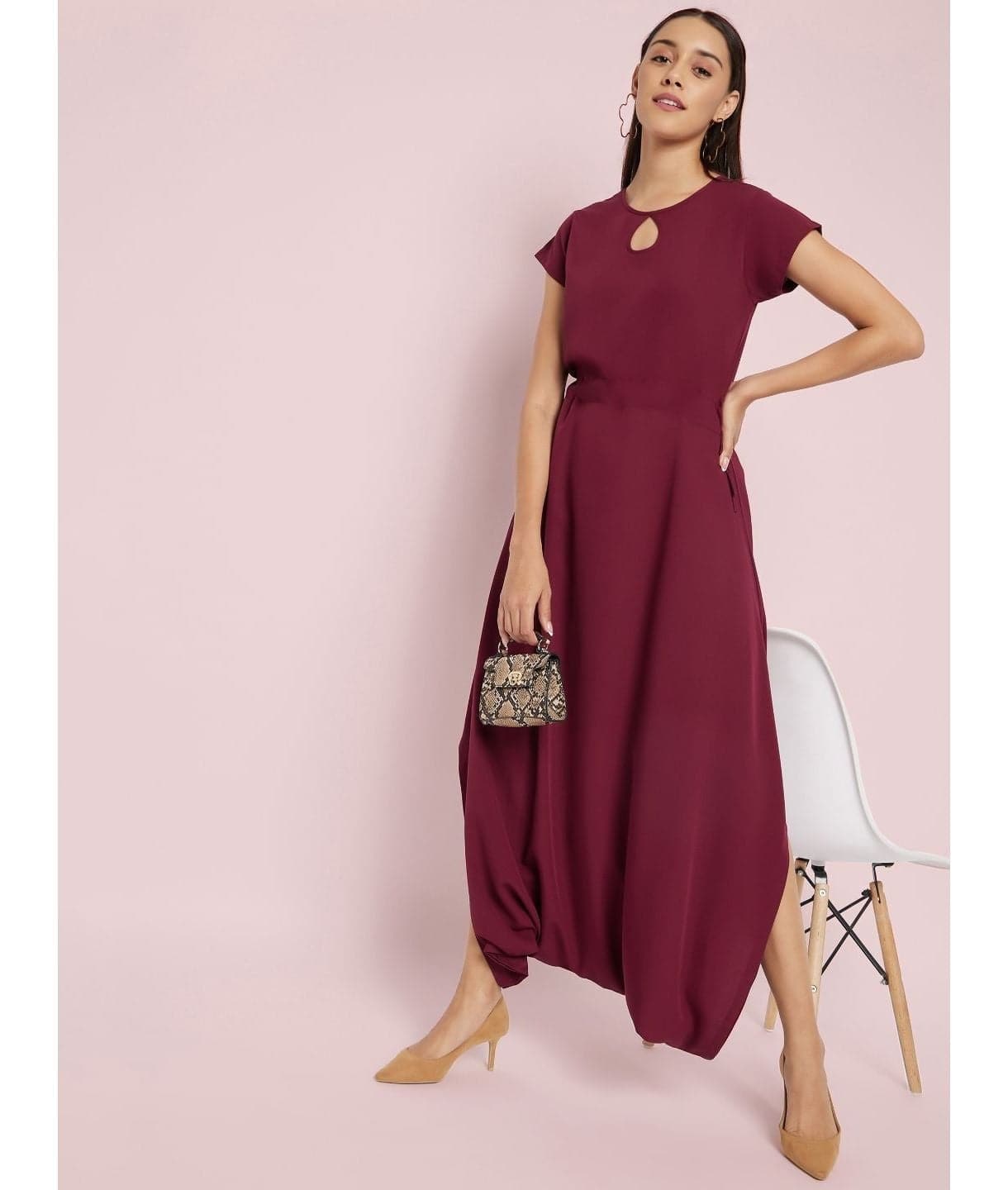 Plus Solid Cutout Dhoti Jumpsuit - Uptownie
