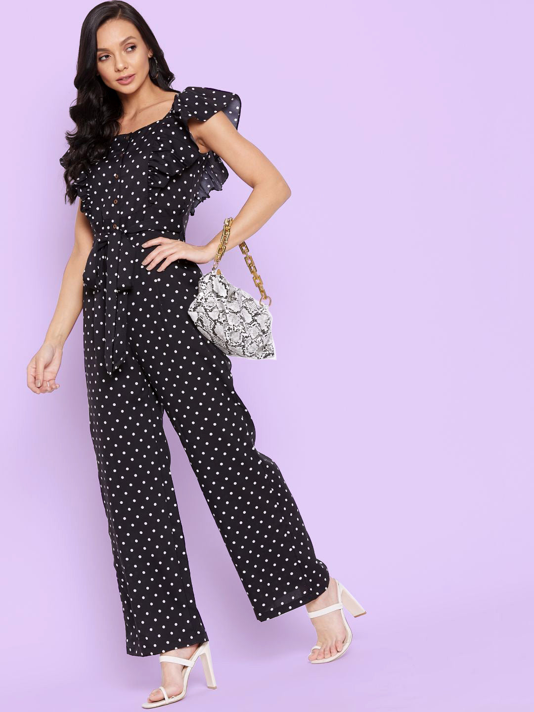 Short Ruffle Sleeved Jumpsuit - Uptownie