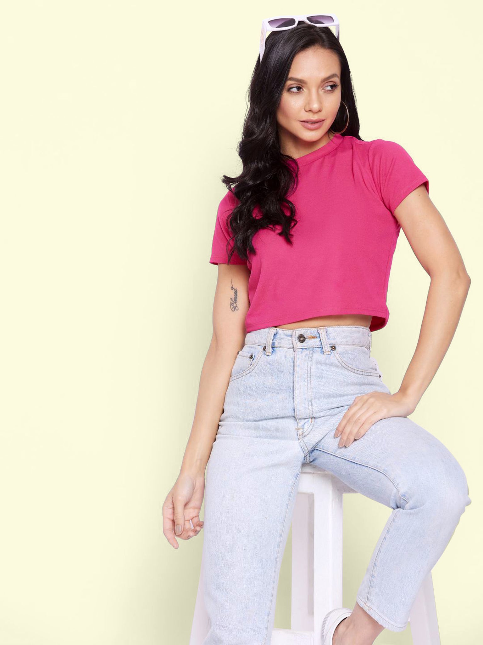 Solid Cotton Stretchable Crop Top - Uptownie